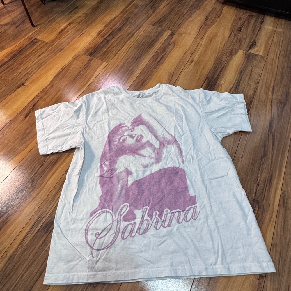 White T-Shirt with Pink Graphic